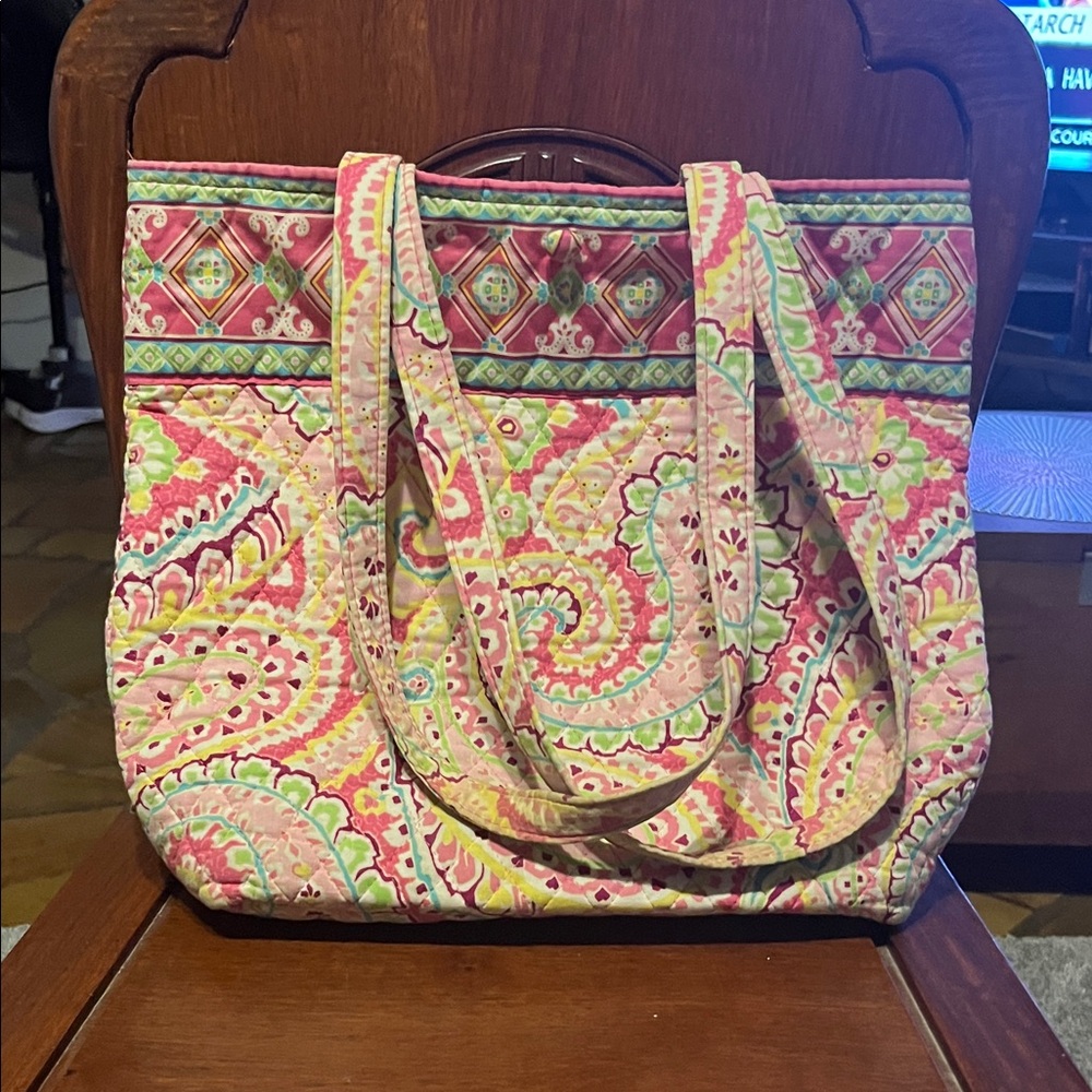 Vera Bradley Pink and Green Paisley Tote